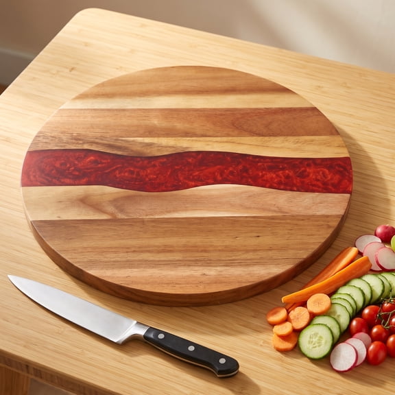 Hemoton Round Wooden Cutting Board for Kitchen Use, Chopping, Serving & Display - Perfect for Meat, Bread, Vegetables, Cooking and Entertaining