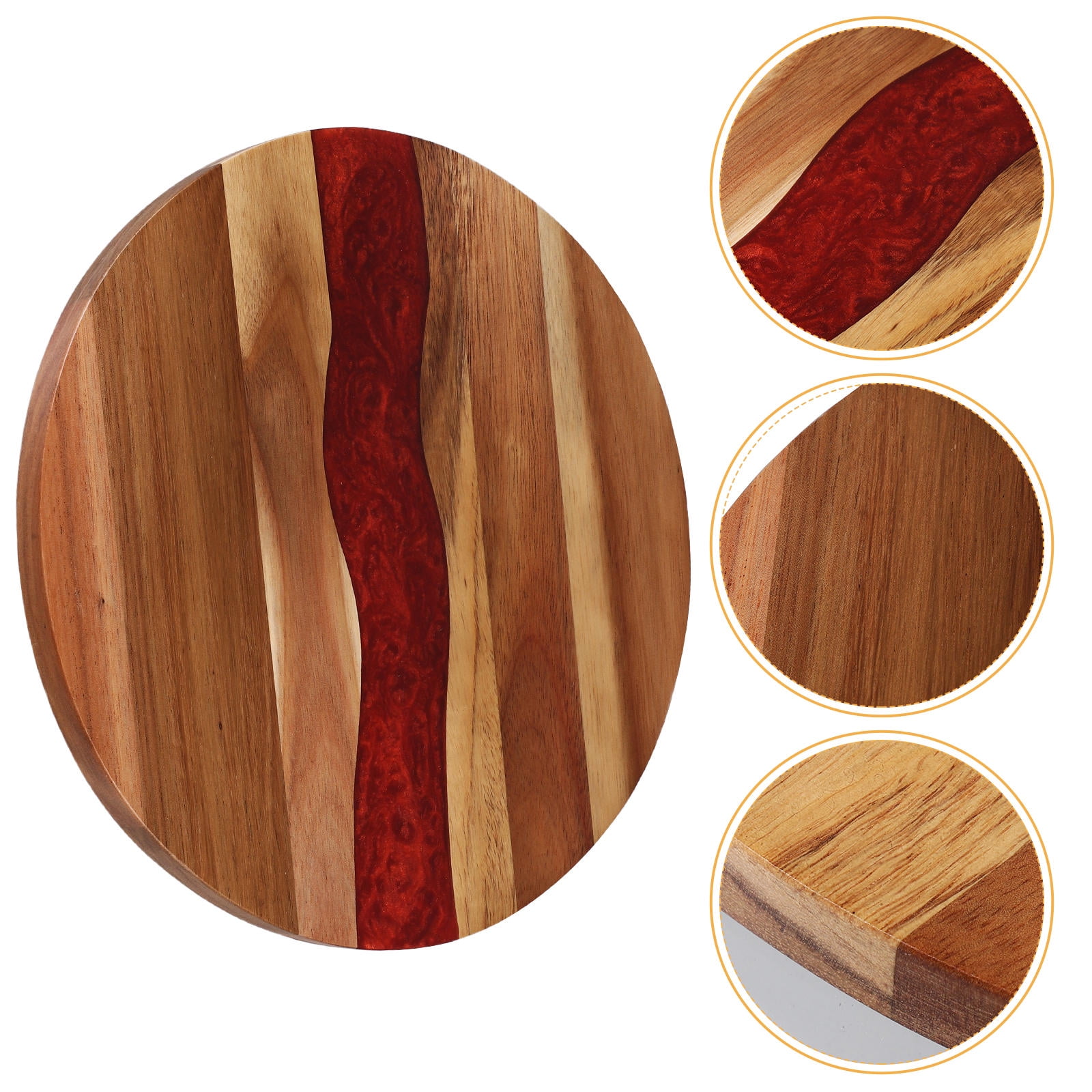 Hemoton Round Wood Cutting Board for Kitchen Chopping, Serving, Display - Ideal for Meat, Bread, Vegetables, Home Cooking & Entertaining