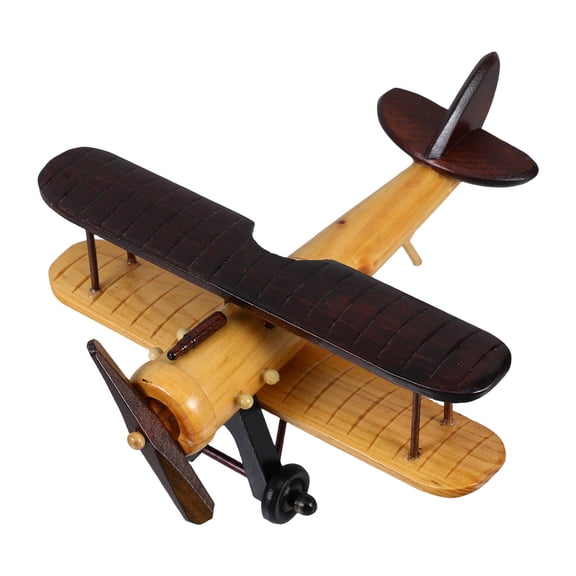 Hemoton Wooden Airplane Model Vintage Plane Wooden Crafts Retro Airplane Figurines Propeller Airplane Decoration Wood Aircraft Desktop Ornament Style B