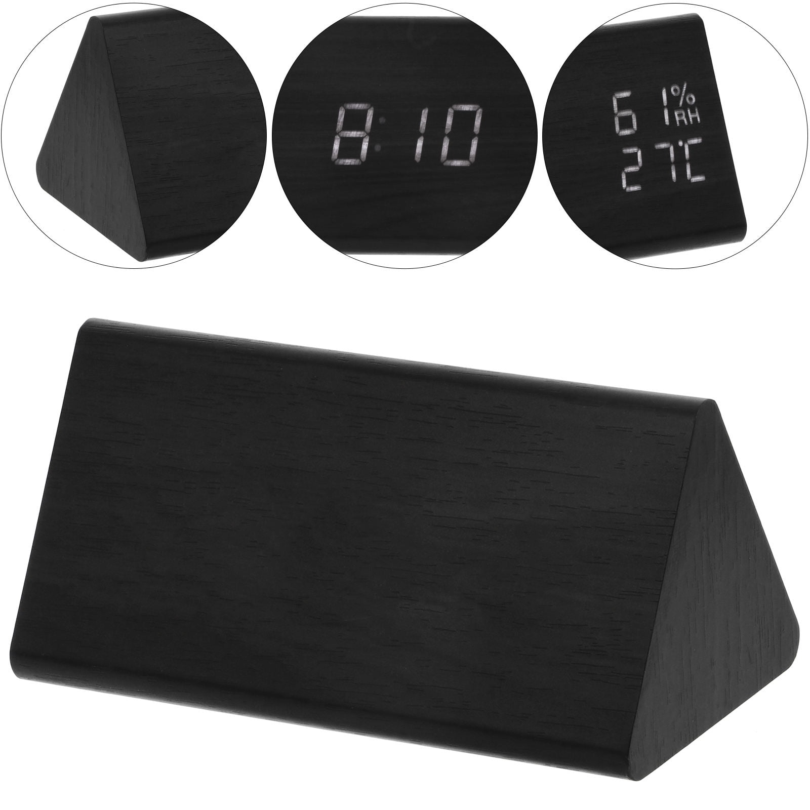 Hemoton Wooden Digital Alarm Clock Thermometer Hygrometer with Sound ...