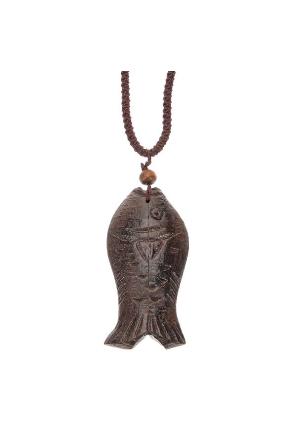 Wooden Fish Necklace Vintage Pendant Necklace Personalized Neck Chain for Men Women