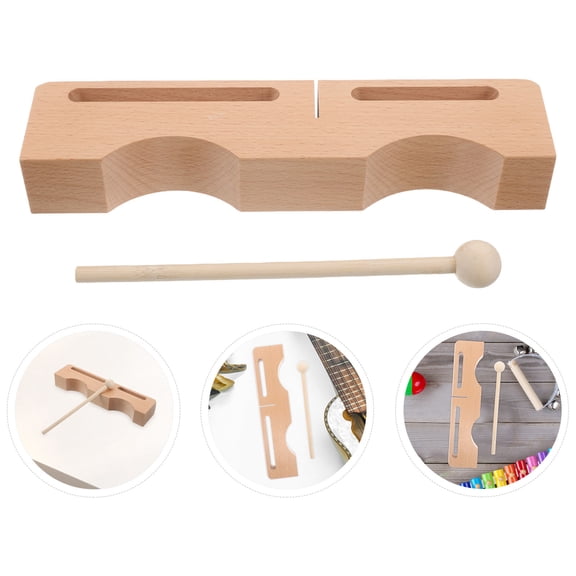 Hemoton Wooden Hand Clapper for Kids Light Yellow Traditional Dual Bass Tones Percussion Instrument 7.5 x 5.2 inches