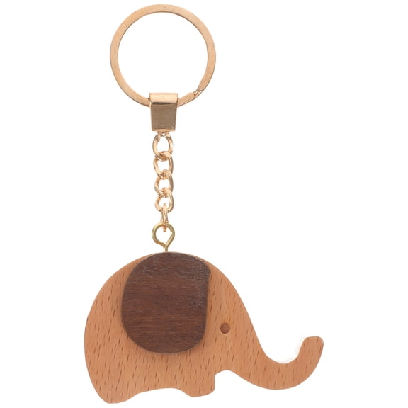 EXHUMKY Elephant Shape Key Chain Pendant Wood Color Everyday Use 1Pack 2.6X0.9X2In