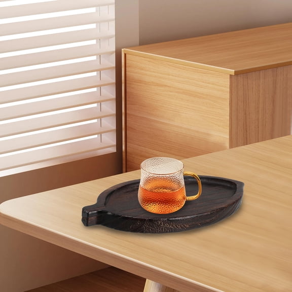 Hemoton Wooden Tray for Kitchen Counter Home Decor Dark Brown Wood Multifunctional Tea Board 12.5 x 8.3 inches