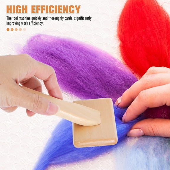Hemoton Wooden Wool Carders Hand Carders Needle Felting Brush Needle Felting Slicker Brush Tool for Wool Felting Spinning Crafts