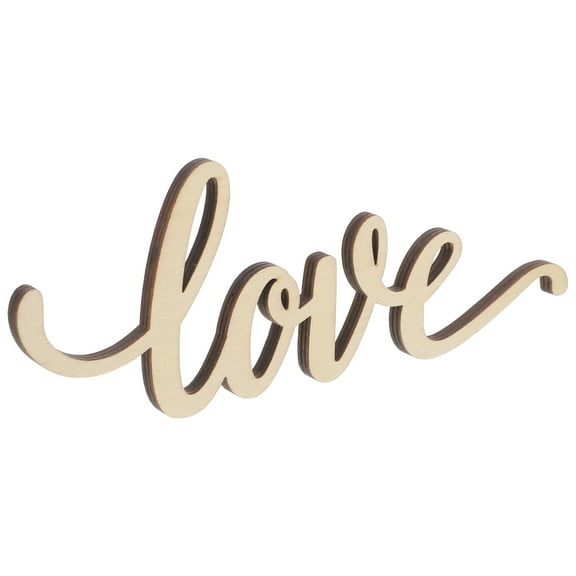 Hemoton Wooden Word Love Wooden Sign Unfinished Wall Decor Wall Art Unfinished Slices Wood Sculpture For Valentines Day Wedding Party Wedding Decor