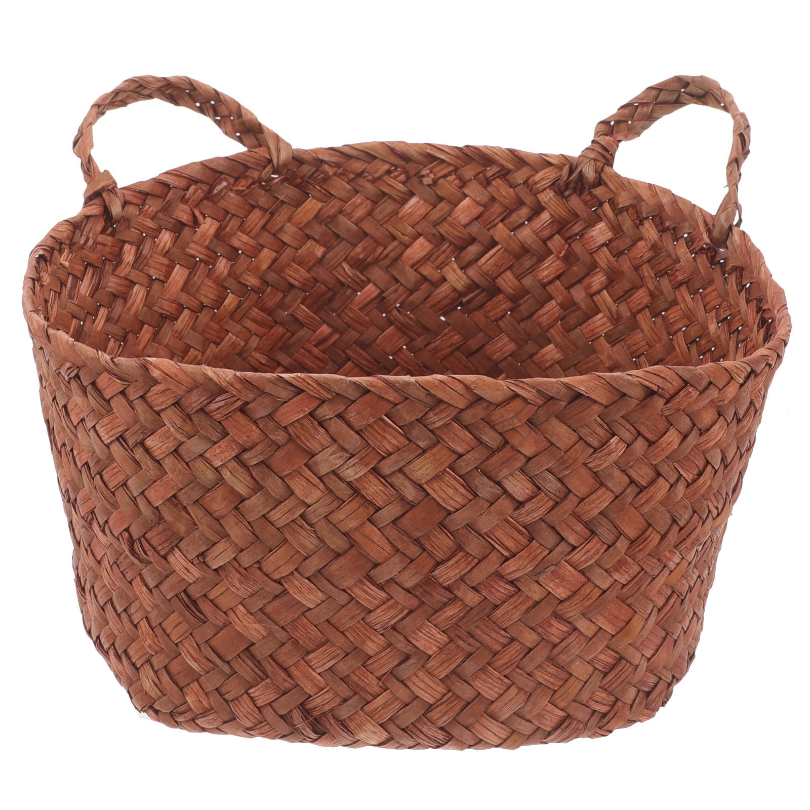 Hemoton Woven Trash Storage Basket Straw Woven Trash Can Trash Bucket ...