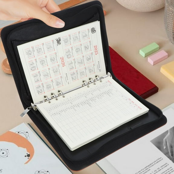 Hemoton Zipper Padfolio Binder Organizer Pu Portfolio For Resume Legal Documents Tablet Business Supplies And Cards