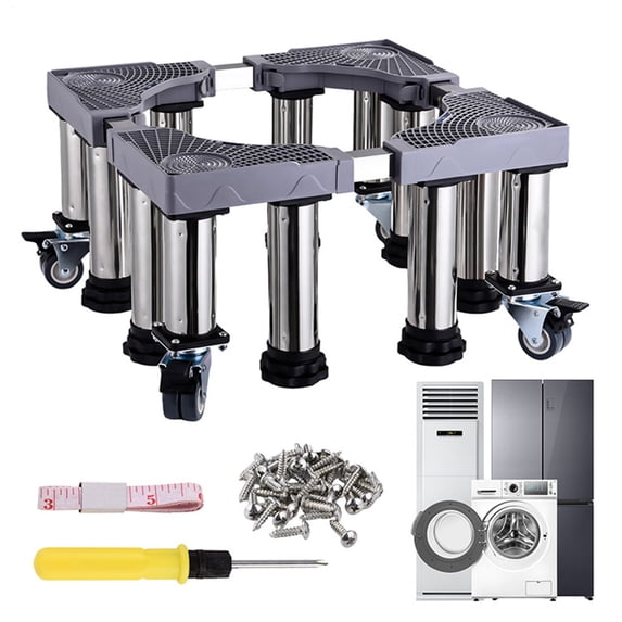 Hemousy 16.1"-24.8" Depth Adjustable Household Appliance Stand with 8 Holder Poles, 4 Wheels & Brake