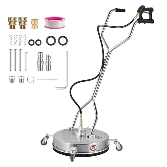 Hemousy 20 in Pressure Washer Sur-face Cleaner, 4500PSI Stainless Steel Cleaner Attachment with Wheels and 3/8 Quick Connect, Power Washer Accessory for Concrete Curb Patio Cleaning