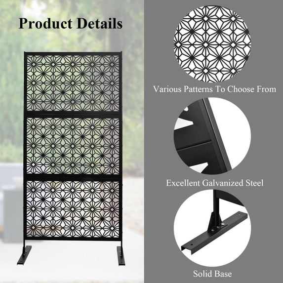 Hemousy 3Pcs 77.5"x36.4" Standalone Decorative Garden Privacy Screen Rust-Proof for Balcony Terrace
