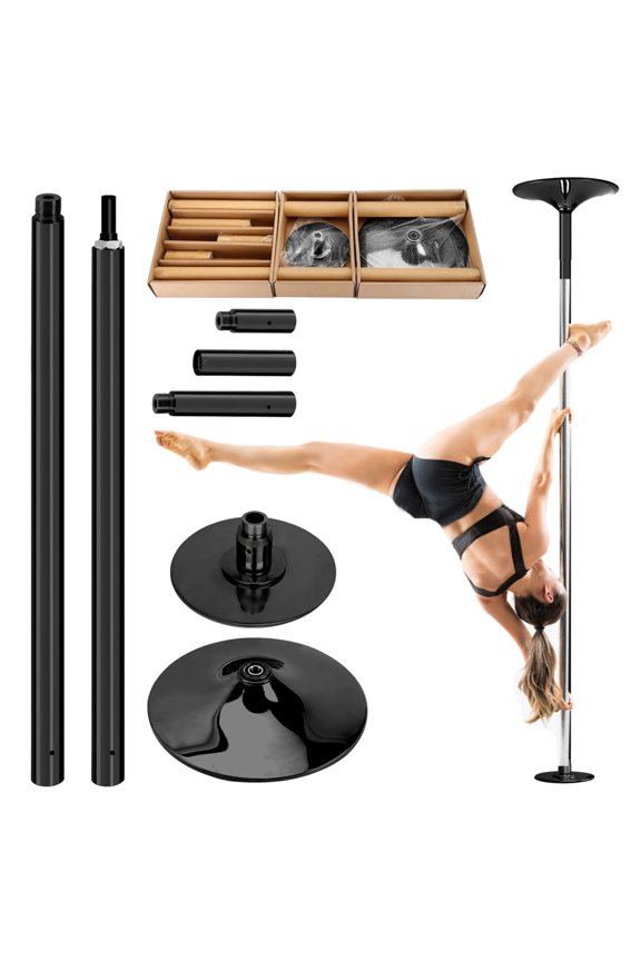 Dancing Pole with 88"-108" Adjustable Height 45mm Exercise Pole with Static Rotating Options