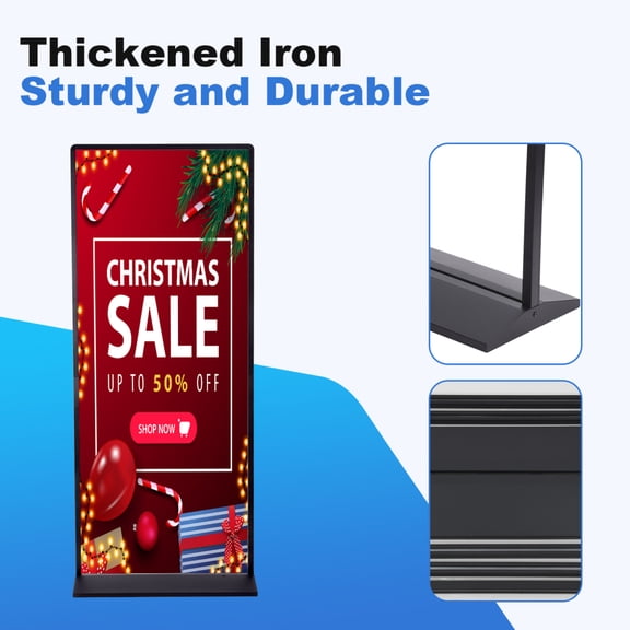 Hemousy Double-Sided Poster Sign Stand 31.5x70.9 Inch Metal Sign Holder for Store Mall Supermarket