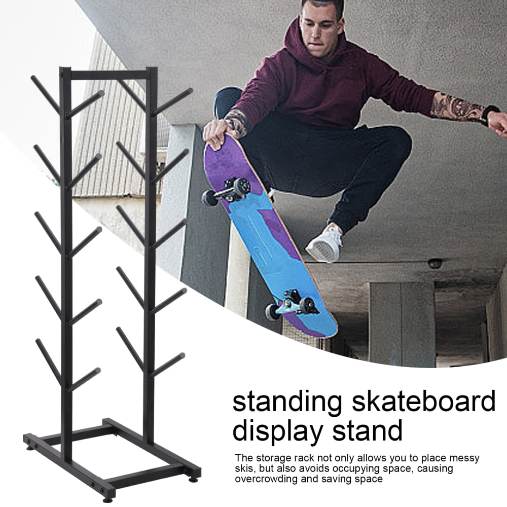 Speed Skates Racks Hemousy Skateboard Rack 2-Side 10-Slot, Freestanding Skate Board Stand ...