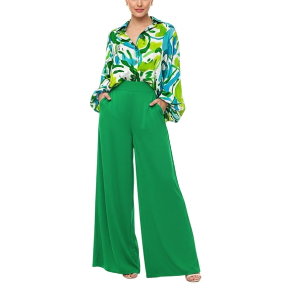 Hemousy Women's 2 Piece Outfits Floral Print Bohemian Button Down Shirt Flowy Pants Travel Outfits for Beach Vacation amiable