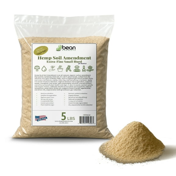 Hemp 5lbs Garden Mulch - All-Natural Hemp HURD Mulch for Vibrant Gardens, Vegetables, Trees, Reduce Weeds, Moisture Retention, pH Neutral