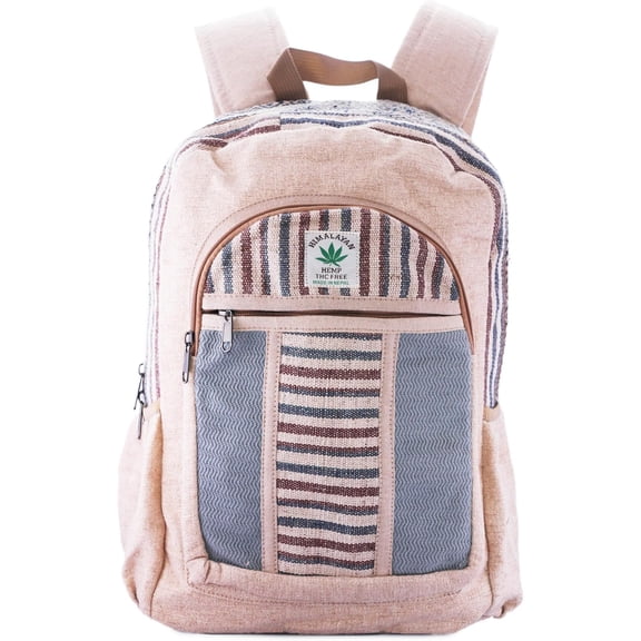 Hemp Backpack, Multi-Functional Pockets, , Unisex, Hiking Daypack, Durable Rucksack (AHLB07)