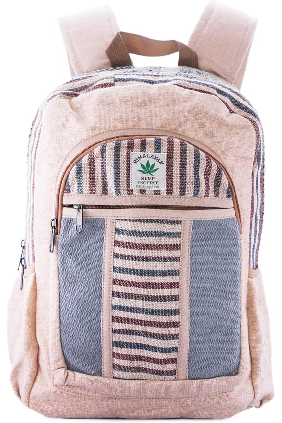 Hemp Backpack, Multi-Functional Pockets, , Unisex, Hiking Daypack, Durable Rucksack (AHLB07)