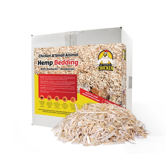 Hemp Bedding for Chicken Coop with Anti Odor DooKashi - Small Animal Litter for Guinea Pig, Hamster, Bunny Rabbit, Snake, Ferret, Tortoise, Rat - Wood Shavings Alternative for Poultry 1cuft / 10lb