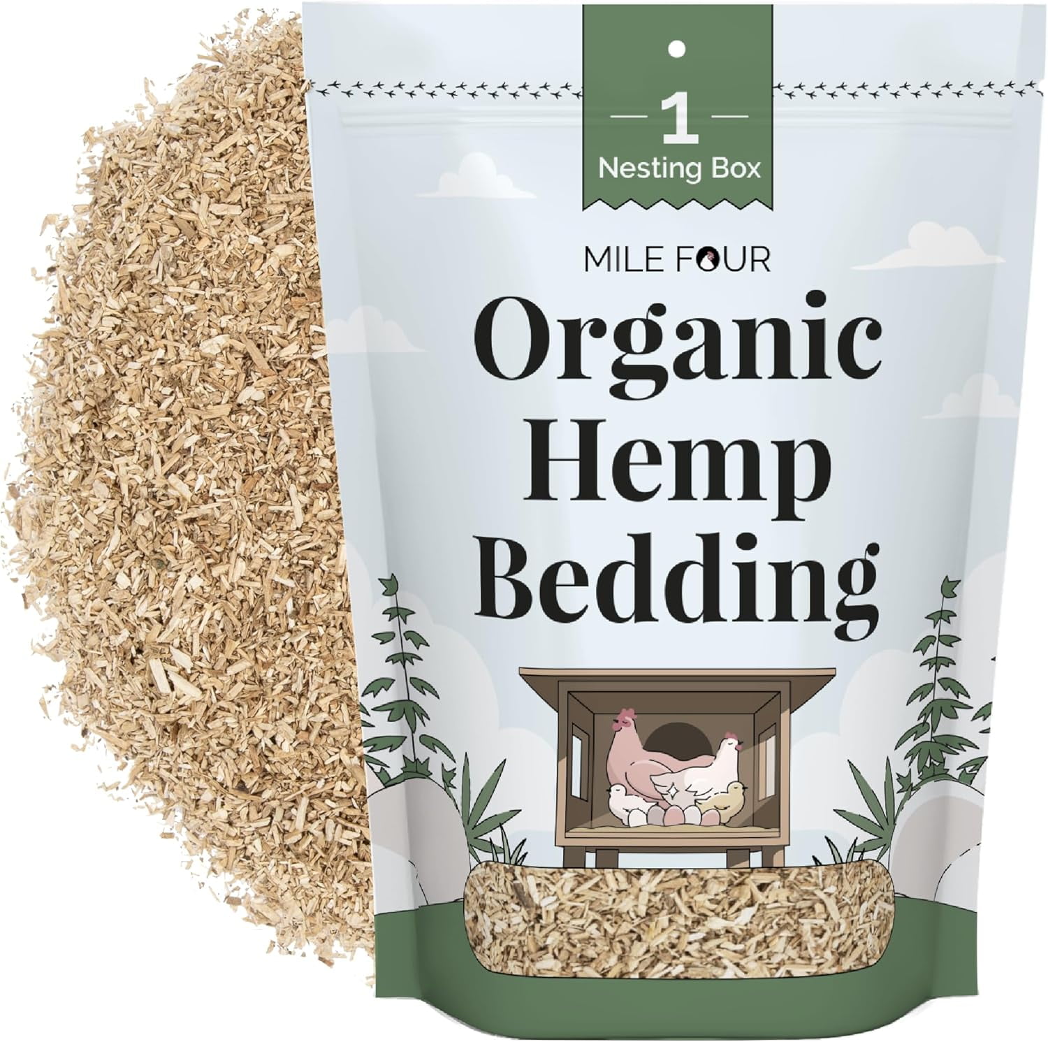 Hemp Bedding for Chickens & Chicken Nesting Boxes 2.75 Liters, 1 Pound Sample Size 100