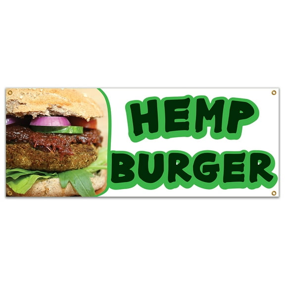 Hemp Burger 48" Banner Concession Stand Food Truck Single Sided