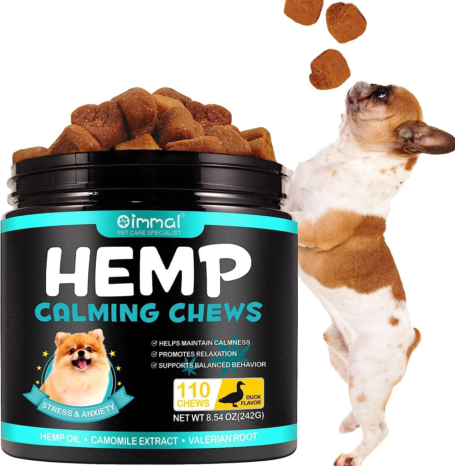 Hemp Calming Chews for Dogs, Dog Training & Behavior Aids, Dog Calming Treats, Natural Soothing Snacks, Dog Anxiety Relief & Aggressive Behavior, 110PCS Calming Dog Treats