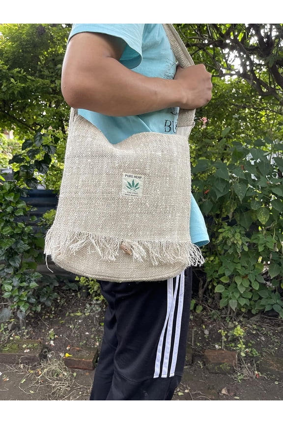 Hemp Crossbody Bag - Himalaya Handmade Canvas Messenger Bag - Lightweight, Boho Crossbody Bag Men & Women