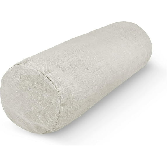 Hemp Fabric 4x12" Neck Roll Pillowcase - Soft Washable Neck Pillow Cover - Made in USA, White