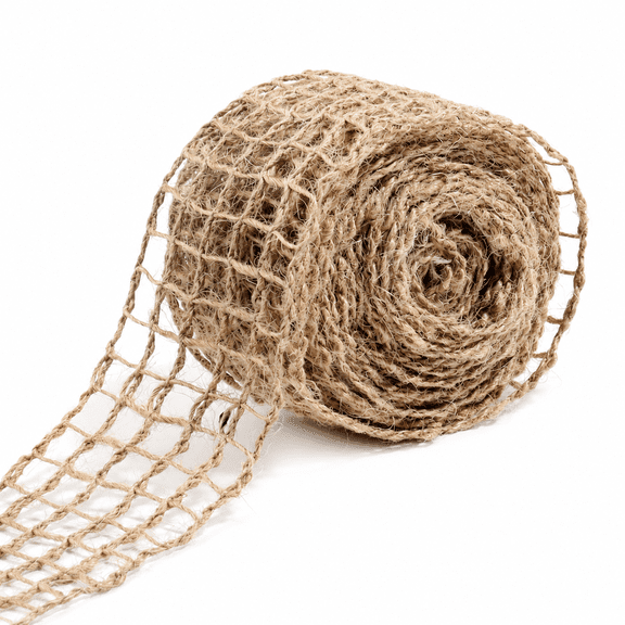 Hemp Lace Hollow Weave Ribbon, 2.0 X 39.4 In Natural Jute Burlap Trim Tape for Gift Wrapping DIY Craft Floral Cake Decoration, 5 Pieces