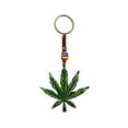 thumbnail image 1 of Hemp Leaf 3D Figurine Keychain Multicolored Macramé Metal Ring - Handmade Gifts Boho Car Keys Bag Accessories, 1 of 2