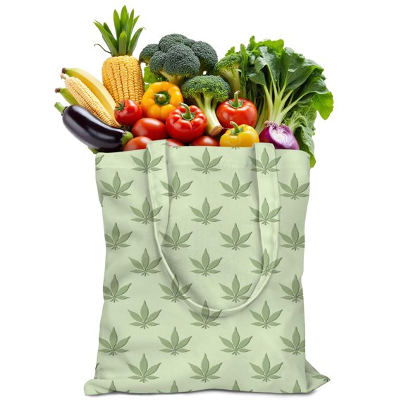 Hemp Leaf Canvas Tote Bag, Reusable Trippy Cannabis Leaf Handbag, Eco-Friendly Colorful Weed Shopping Bag for Women