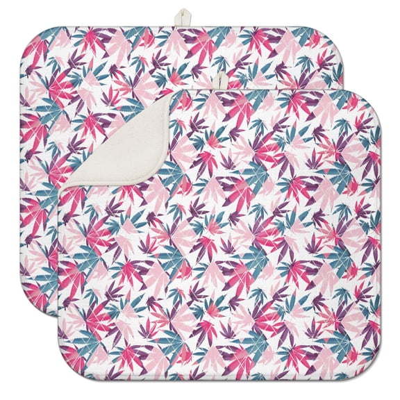 Hemp Leaf Dish Drying Mat – Trippy Cannabis Leaf and Rasta Marijuana Leaf Colorful Design