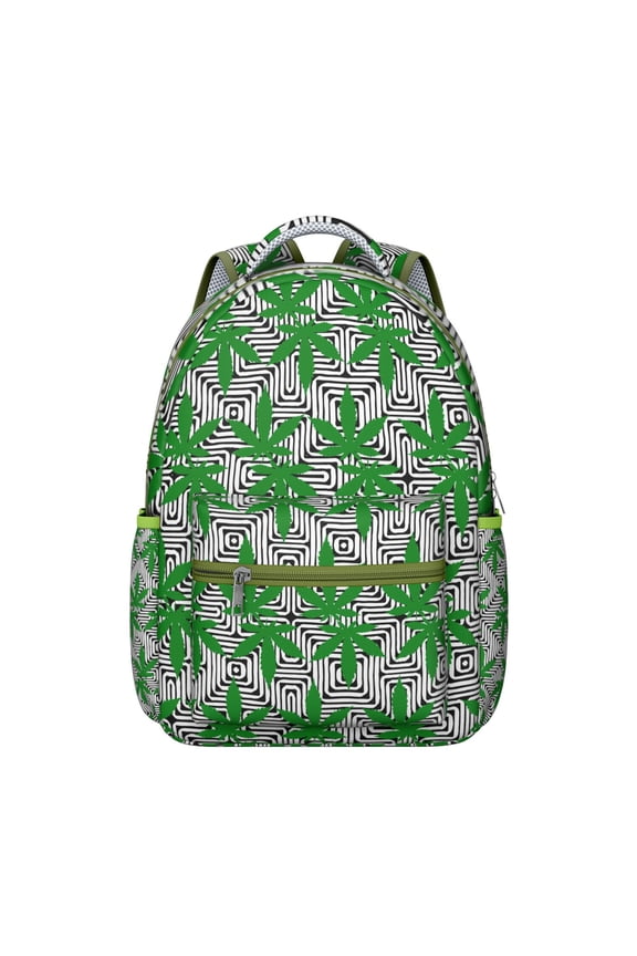 Hemp Leaf Students Backpack Rasta Marijuana Leaf and Tie Dye Weed Aesthetic Psychedelic Colorful Cannabis Leaf School Bag