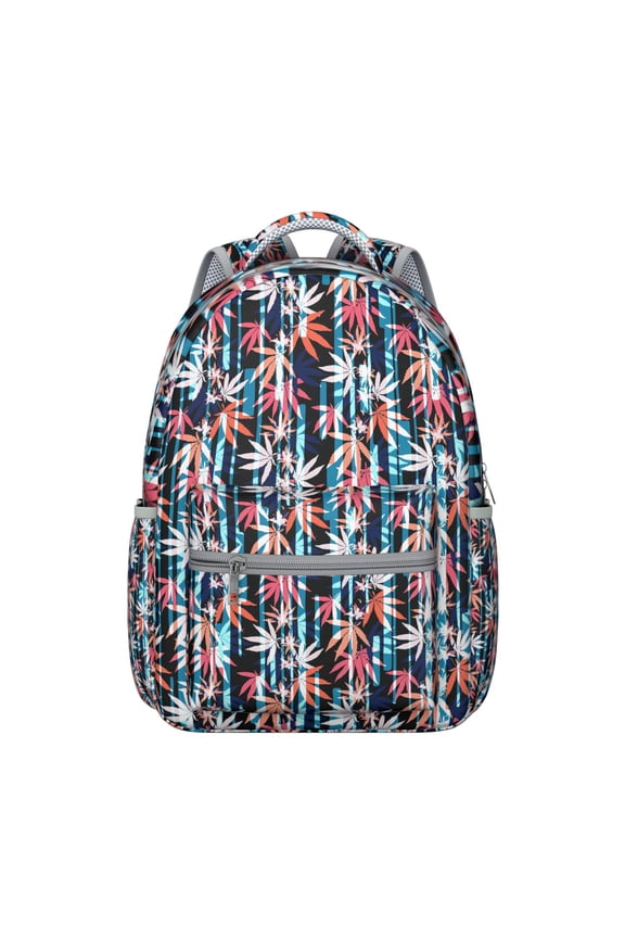 Hemp Leaf Students Backpack Rasta Marijuana Leaf and Tie Dye Weed Aesthetic Psychedelic Colorful Cannabis Leaf School Bag