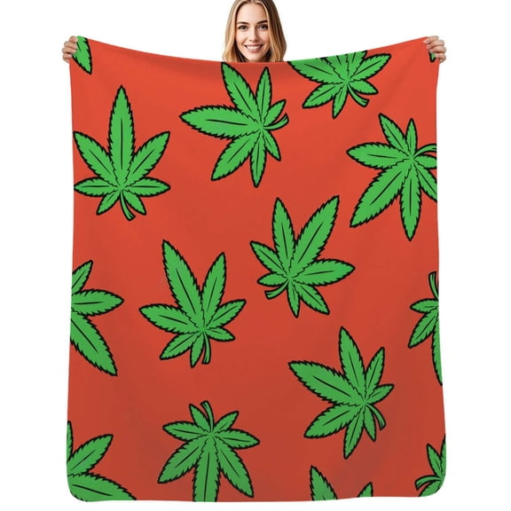 Hemp Leaves Soft Blanket Travel Bedding Throws Flannel Bedspread Sofa Bed Cover