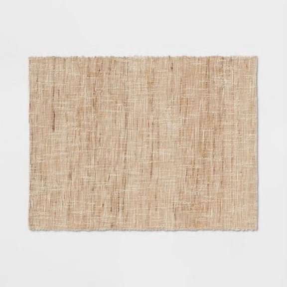 Hemp Natural Ramie Placemat - Rectangle Basket Weave, Spot Clean, Dining Table Accessory, 19"x14"