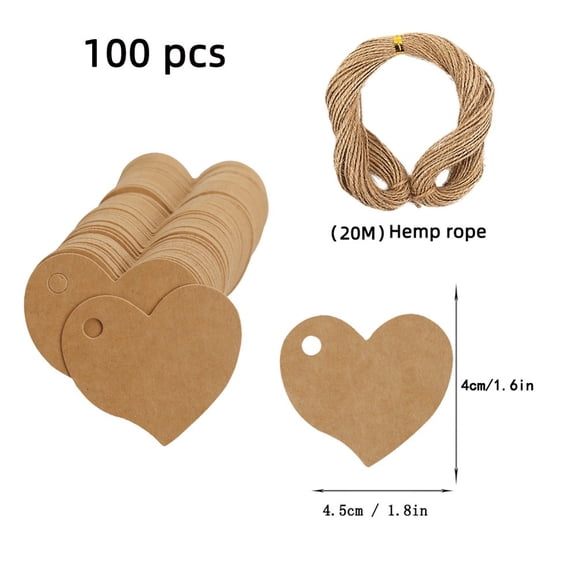 Hemp Rope Kraft Paper Label Heart Shaped Label DIY S Packaging Diy Decoration Kraft Paper Label Love Heart Shape