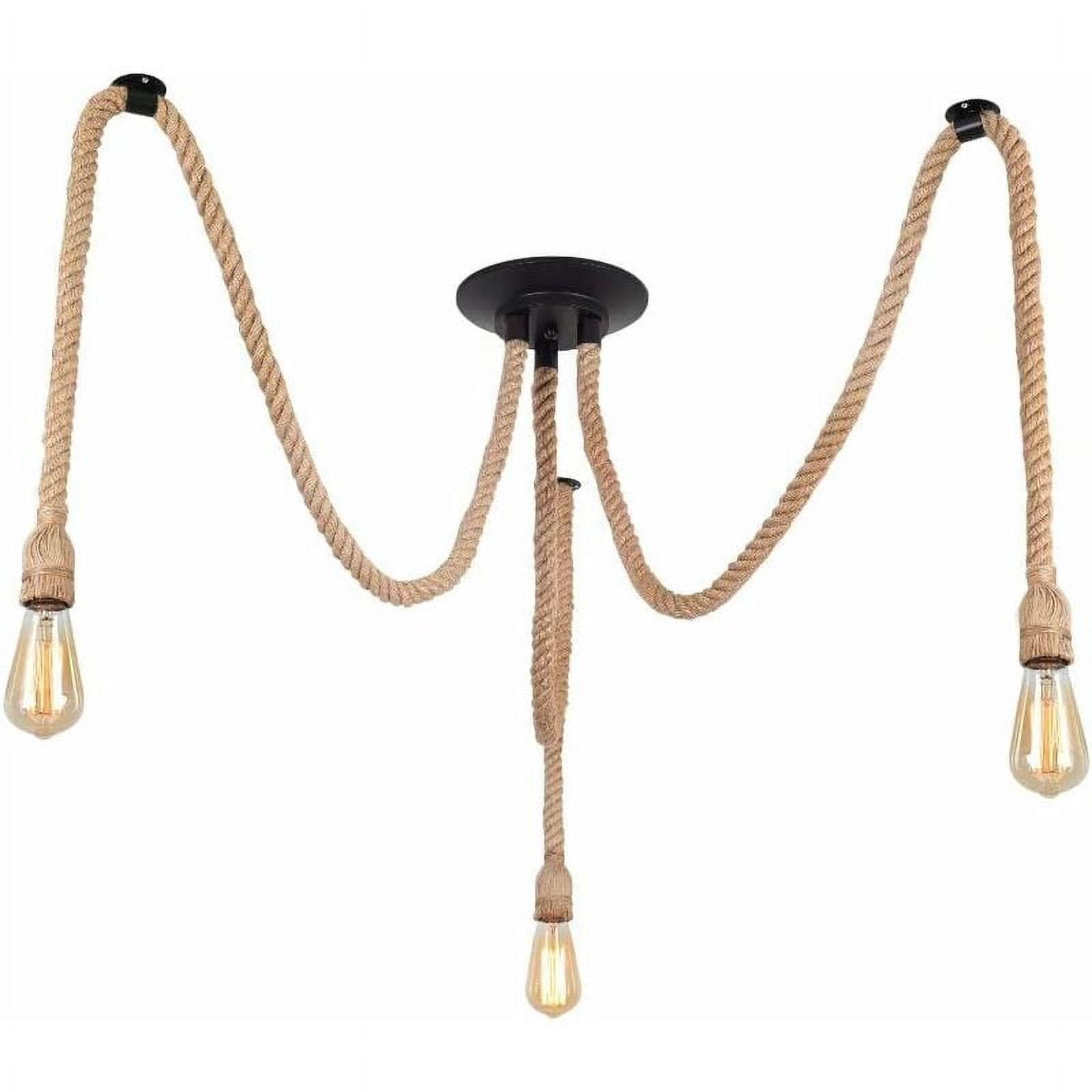Hemo Rope Hemp Rope Pendant Chandelier Lighting Vintage Industrial Ceiling Light ...