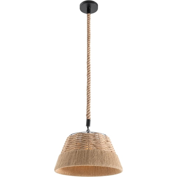 Hemp Ropes Pendant Light, 39inch Boho Hand Woven Hanging Lamp Rattan Bohemian Chandelier Farmhouse Lighting Fixtures for Kitchen Island Dining Room Living Room