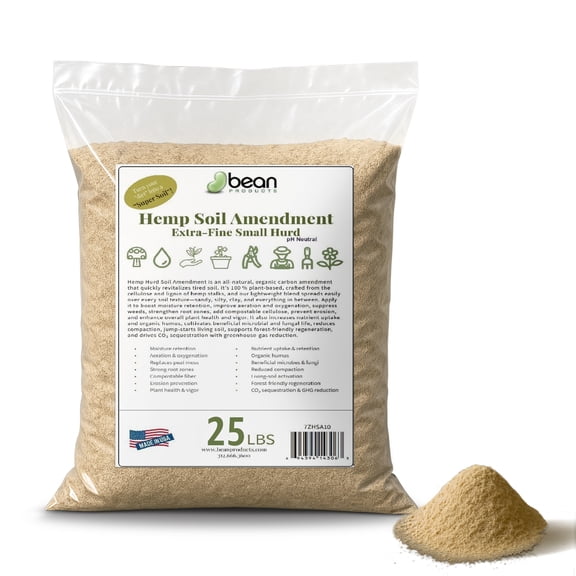 Hemp Soil Amendment - 25 lbs USA Grown All-Natural Fine Hemp HURD Power for Vibrant Gardens, Vegetables, Trees, Reduce Weeds, Moisture Retention, Seed Starting, pH Neutral