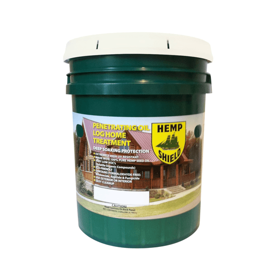 Hemp Shield Log Home Treatment Water Based Wood Finish, 5 Gallon Chestnut