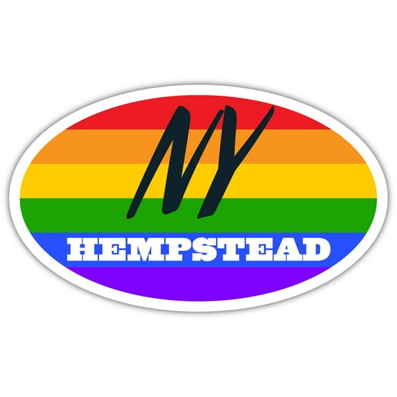 Hempstead NY New York Nassau County Rainbow Pride Flag 6 Stripes Pride Flag Euro Decal Bumper Sticker 3M Vinyl 3" x 5"