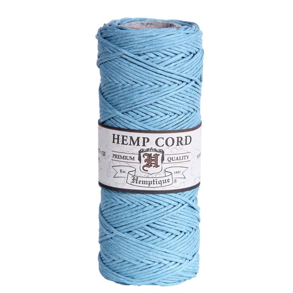 Hemptique 100% Hemp Cord Spool - 62.5 Meter Hemp String - Made with Love - No. 20 ~ 1mm Cord Thread for Jewelry Making, Macrame, Scrapbooking, DIY, & More - Light Blue