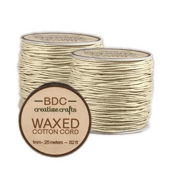 Hemptique 1mm Waxed Cotton Bracelet Twine for Jewelry Making - Ivory
