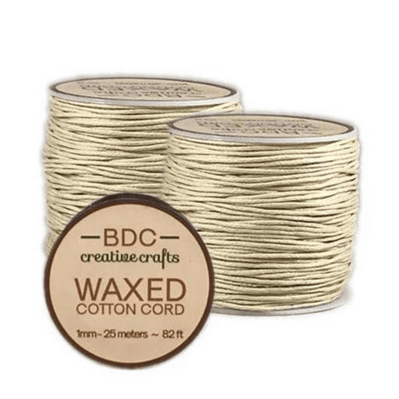 Hemptique 1mm Waxed Cotton Bracelet Twine for Jewelry Making - Ivory