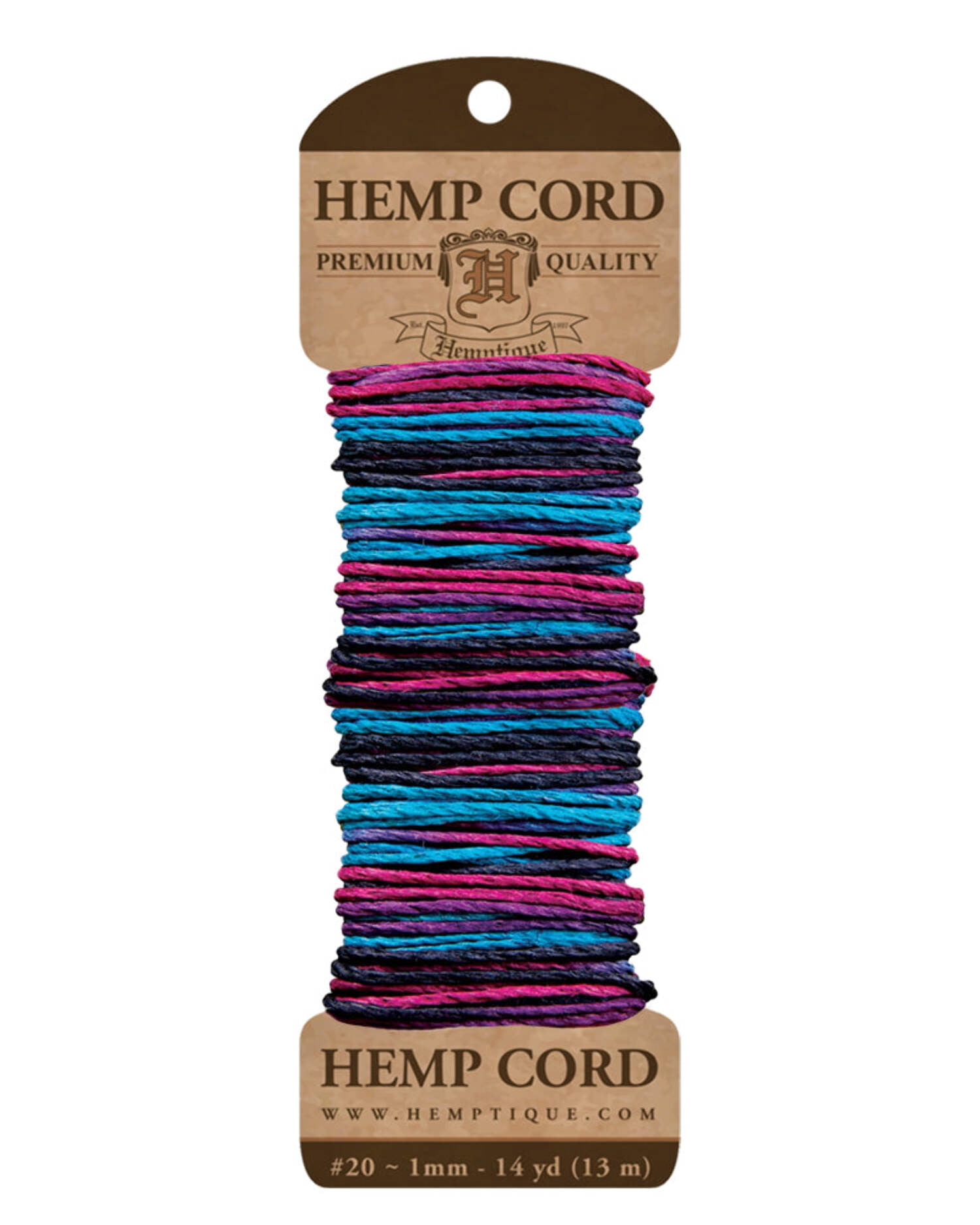 Hemptique Hemp Twine Mini Cards - #20 Thickness (1mm), 14 Yards Each, Earthy Colors, For Macrame & Crafts