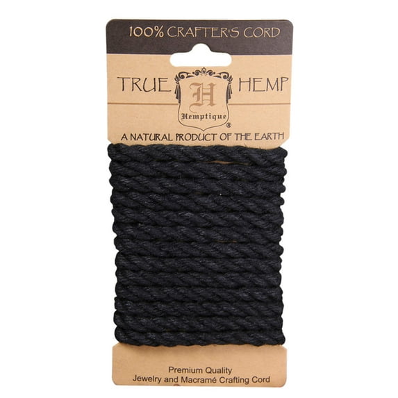 Hemptique Twisted Hemp Rope - Black, 6 mm, 2 m