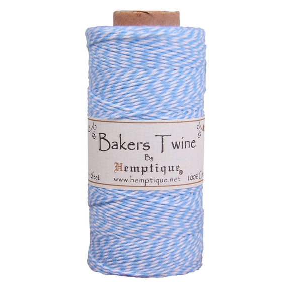 Hemptique Bakers Twine - Light Blue and White, Single Spool