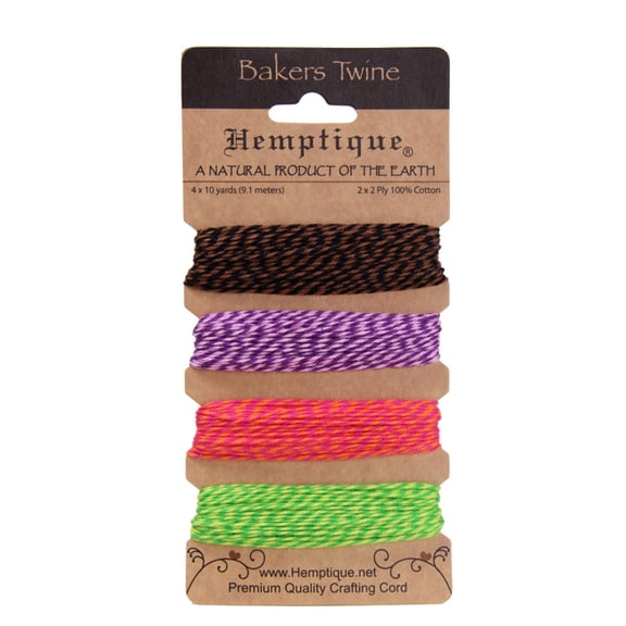 Hemptique Cotton Baker's Twine 2-Ply 120'-Fiesta, Pk 4, Hemptique