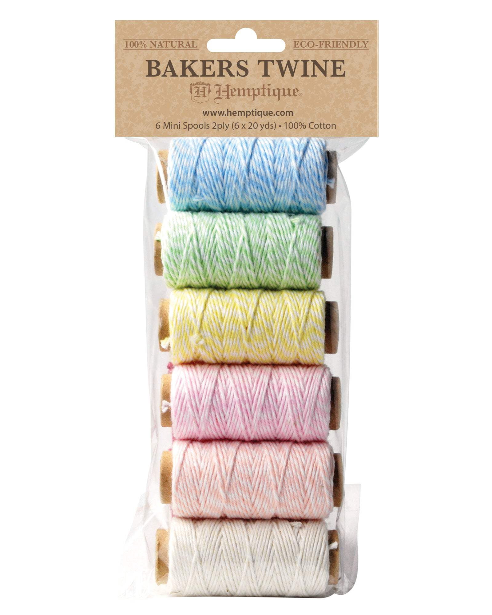 Hemptique Bakers Twine - Creamy Pastel, Pkg of 6